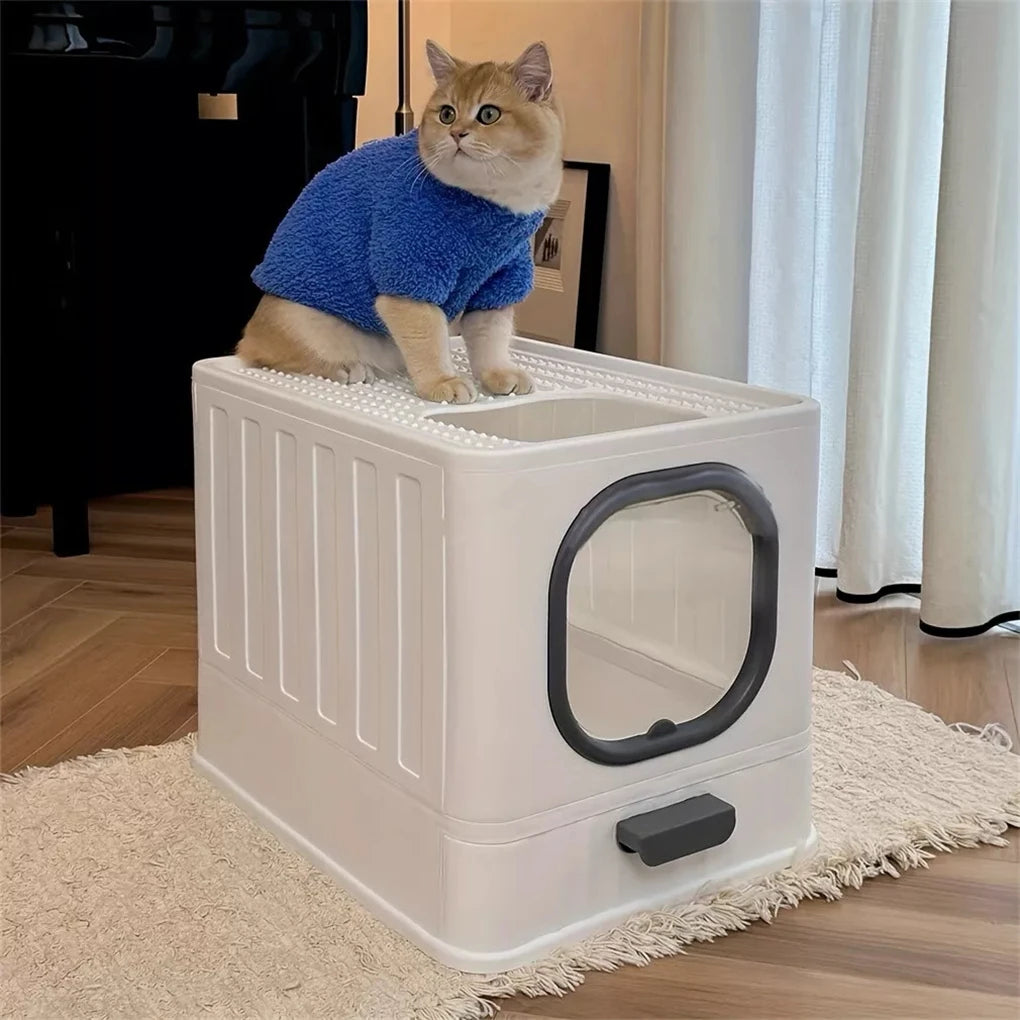 Leak-Proof Enclosed Cat Litter Box — Pull-Out Drawer with Scoop & Lid | Anti-Splashing Design | Kitten Training Toilet