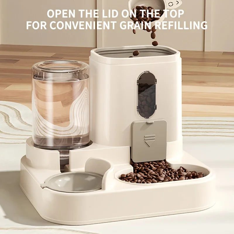 2-in-1 Automatic Cat Food and Water Dispenser – Integrated Feeder for Pets | Cute & Convenient Design