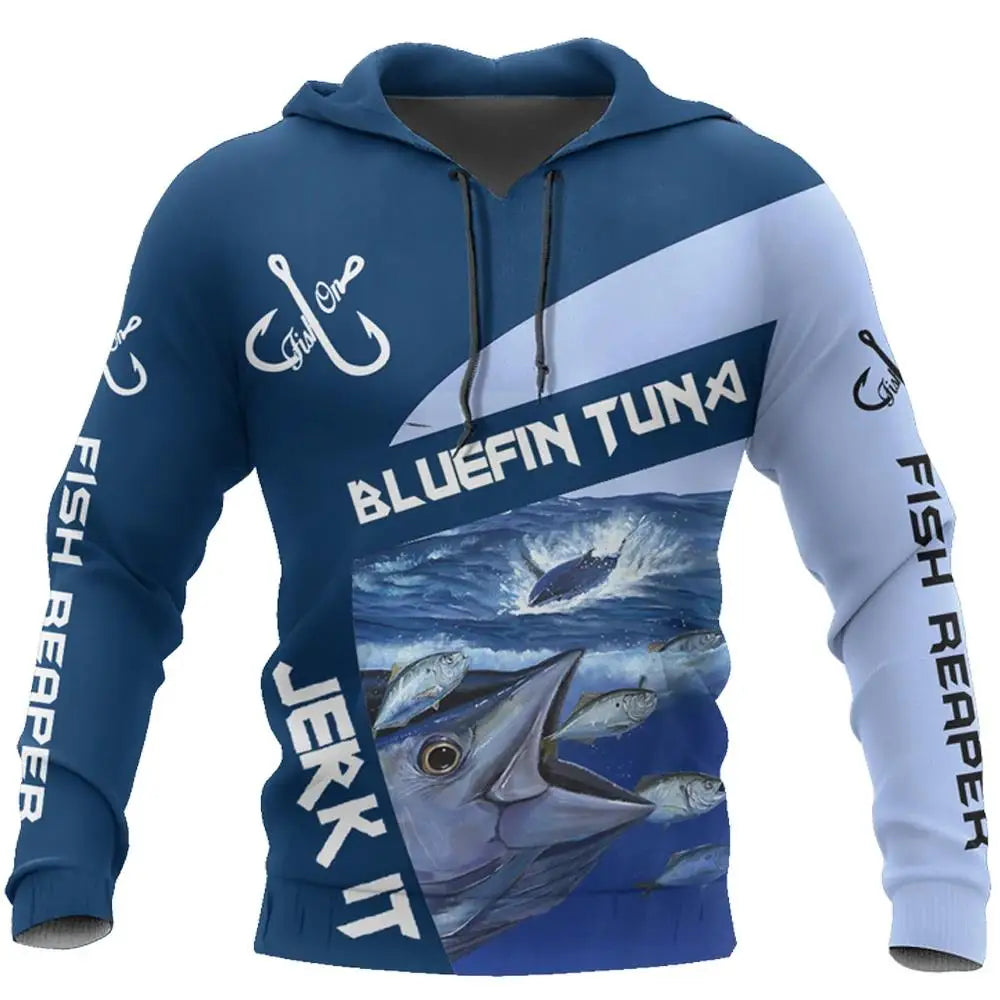 3D Printed Tuna Fishing Hoodie — Harajuku Streetwear Unisex Pullover | Casual Sportswear Jacket