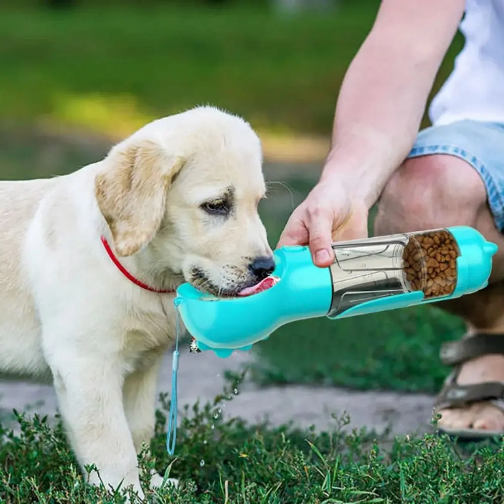 3-in-1 Pet Water & Food Dispenser (300ml/500ml) with Trash Bag Holder & Cleaning Shovel Perfect for walks, travel, and outdoor adventures with your pet.