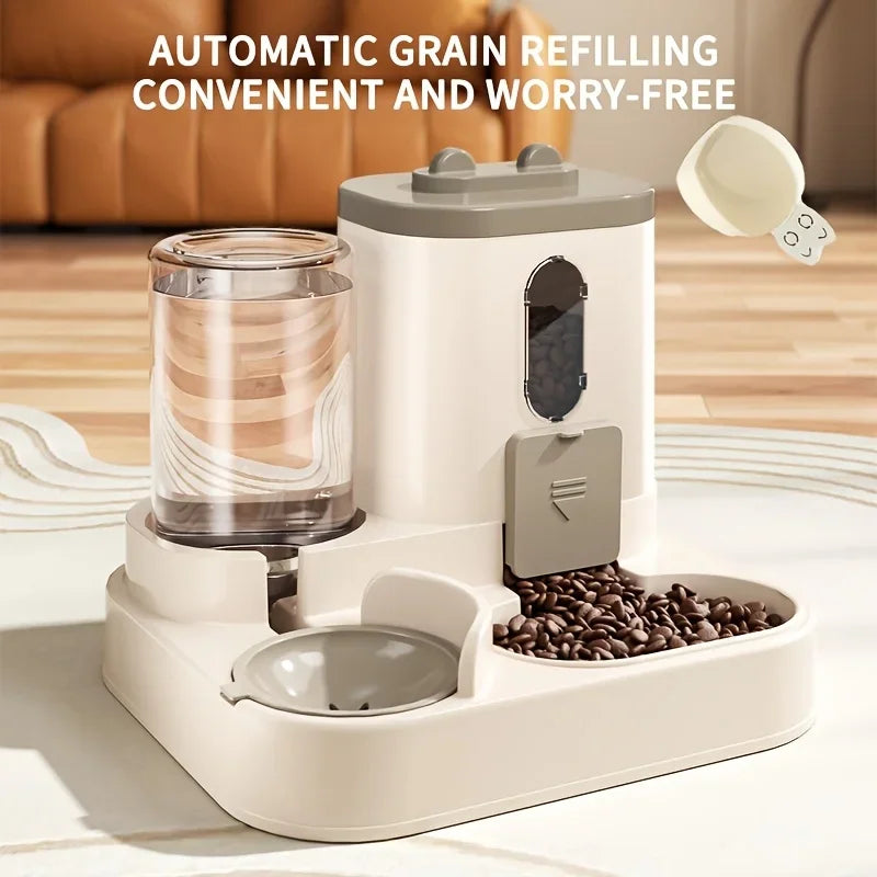 2-in-1 Automatic Cat Food and Water Dispenser – Integrated Feeder for Pets | Cute & Convenient Design