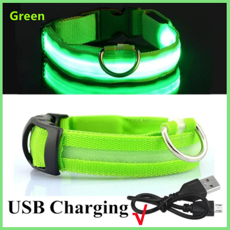 3 Modes LED Luminous Dog Collar – USB Rechargeable, Detachable for Cats & Dogs