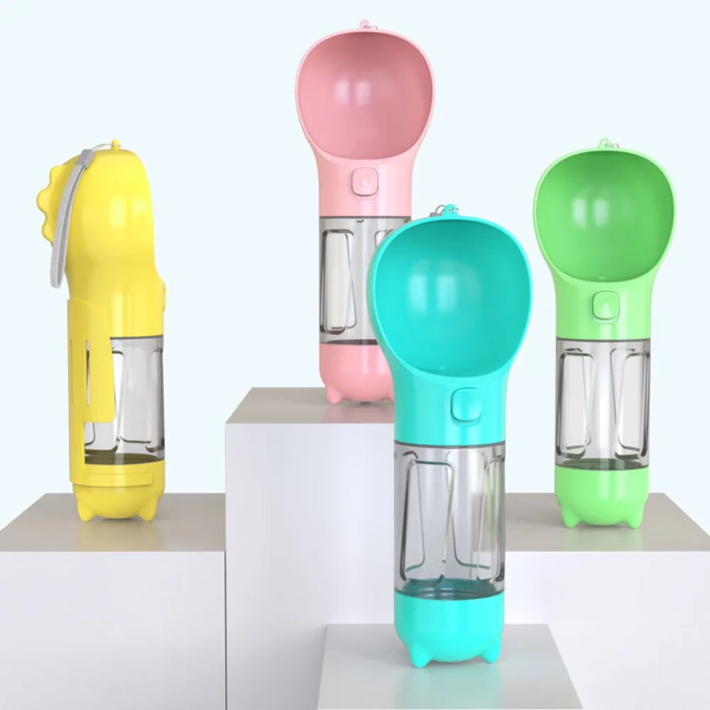 3-in-1 Pet Water & Food Dispenser (300ml/500ml) with Trash Bag Holder & Cleaning Shovel Perfect for walks, travel, and outdoor adventures with your pet.