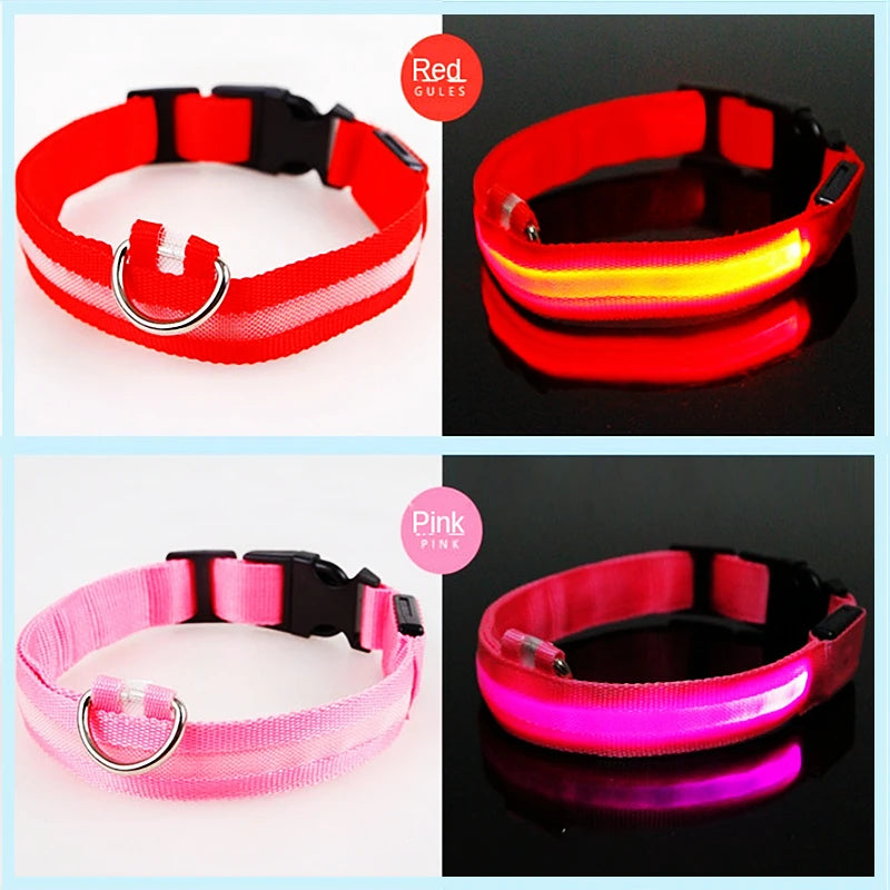 3 Modes LED Luminous Dog Collar – USB Rechargeable, Detachable for Cats & Dogs