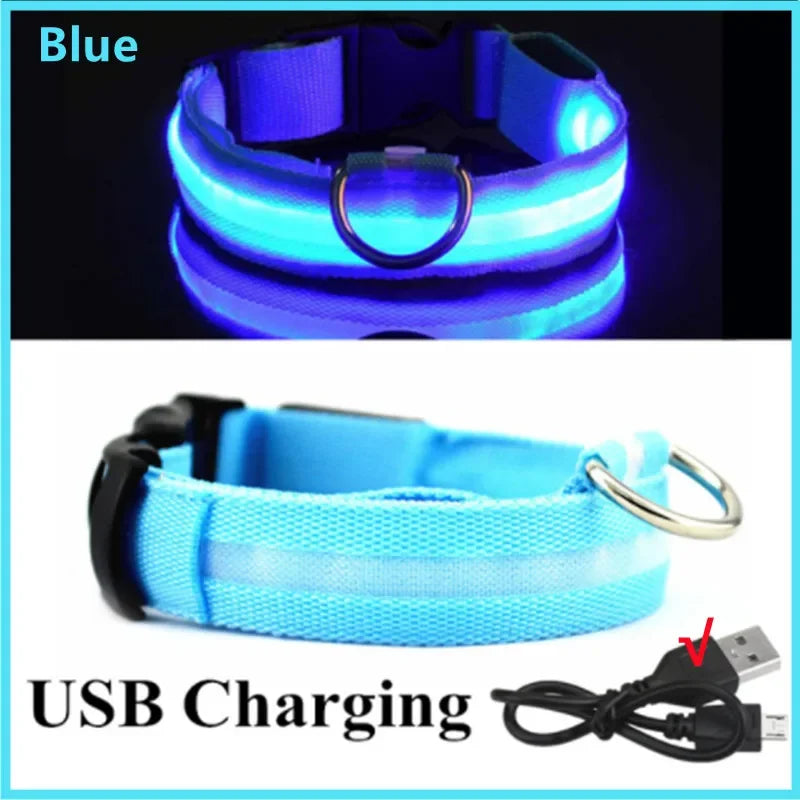 3 Modes LED Luminous Dog Collar – USB Rechargeable, Detachable for Cats & Dogs