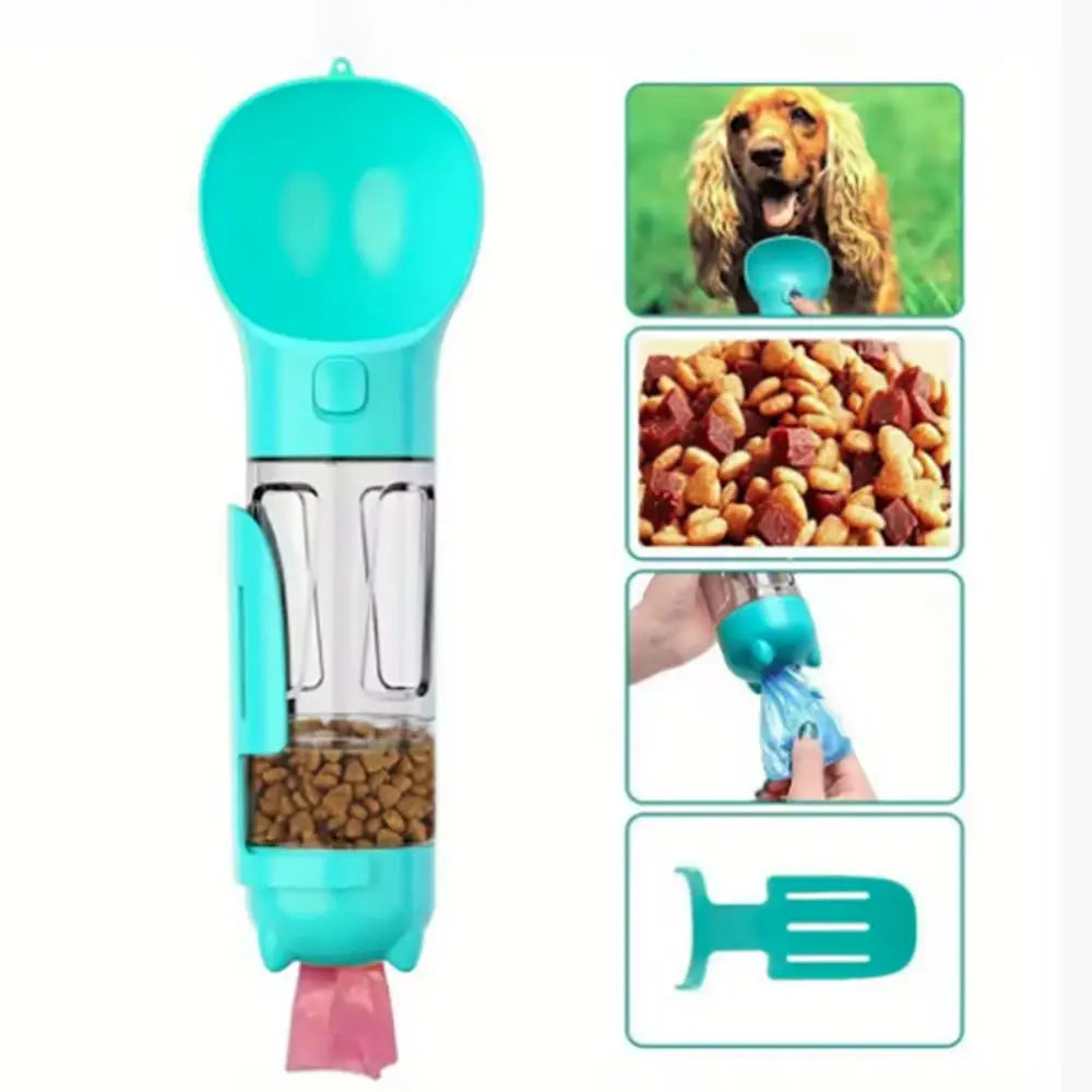 3-in-1 Pet Water & Food Dispenser (300ml/500ml) with Trash Bag Holder & Cleaning Shovel Perfect for walks, travel, and outdoor adventures with your pet.