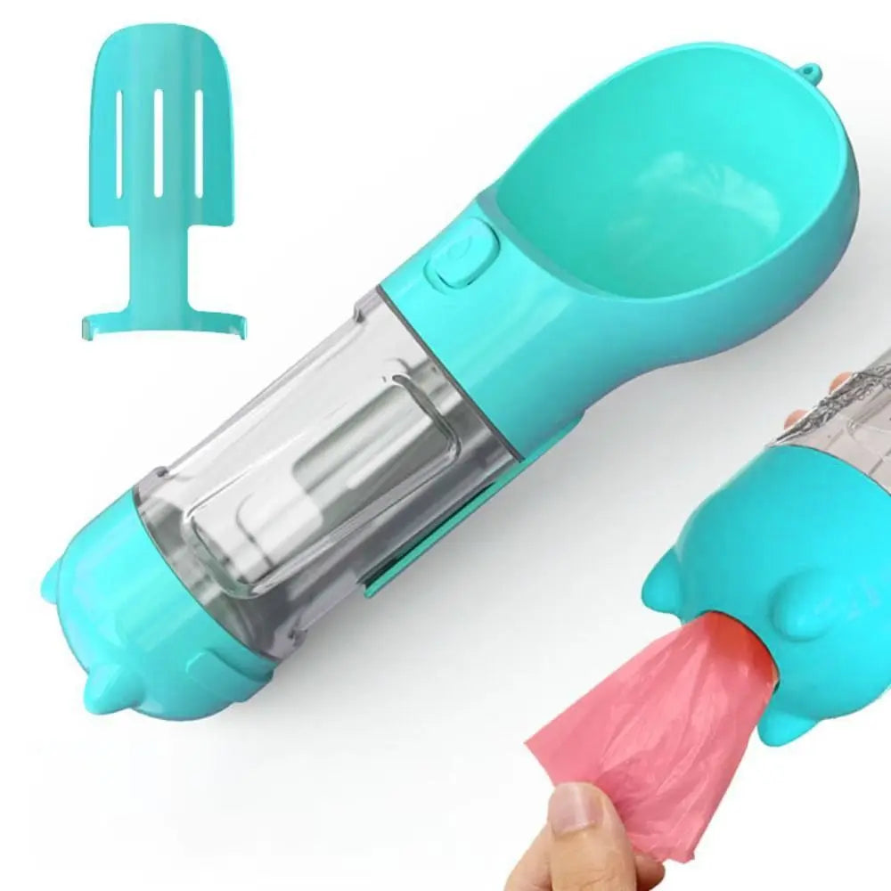 3-in-1 Pet Water & Food Dispenser (300ml/500ml) with Trash Bag Holder & Cleaning Shovel Perfect for walks, travel, and outdoor adventures with your pet.