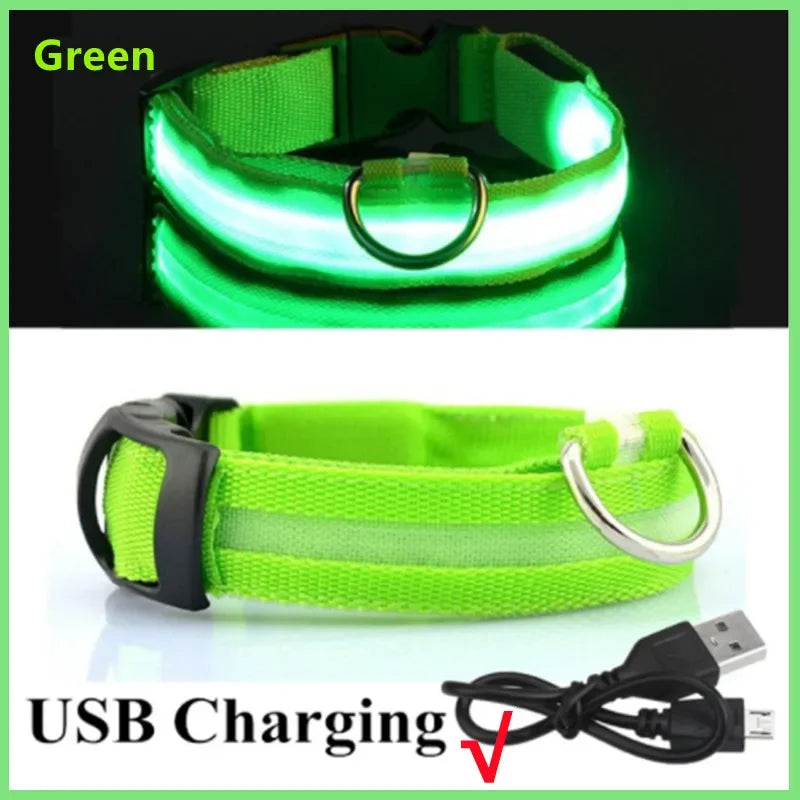 3 Modes LED Luminous Dog Collar – USB Rechargeable, Detachable for Cats & Dogs