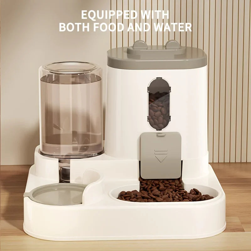 2-in-1 Automatic Cat Food and Water Dispenser – Integrated Feeder for Pets | Cute & Convenient Design