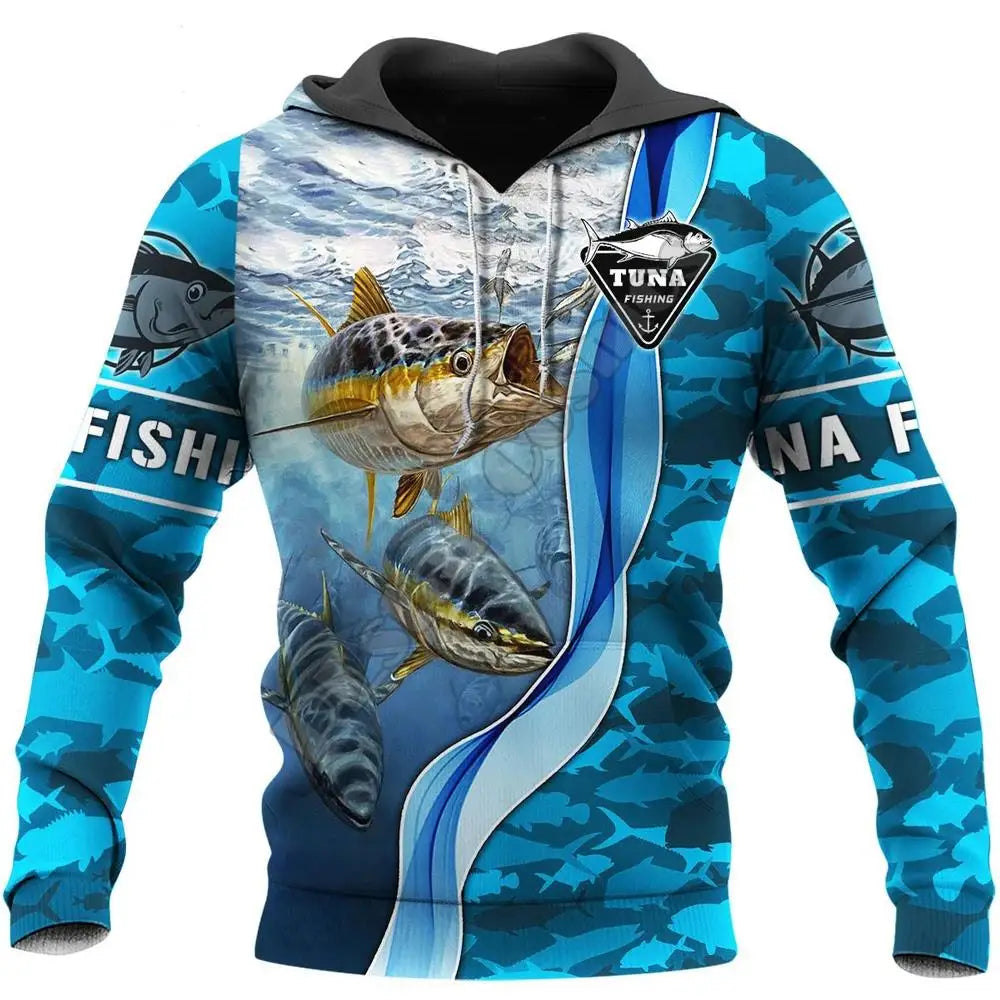 3D Printed Tuna Fishing Hoodie — Harajuku Streetwear Unisex Pullover | Casual Sportswear Jacket