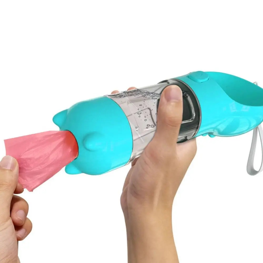 3-in-1 Pet Water & Food Dispenser (300ml/500ml) with Trash Bag Holder & Cleaning Shovel Perfect for walks, travel, and outdoor adventures with your pet.