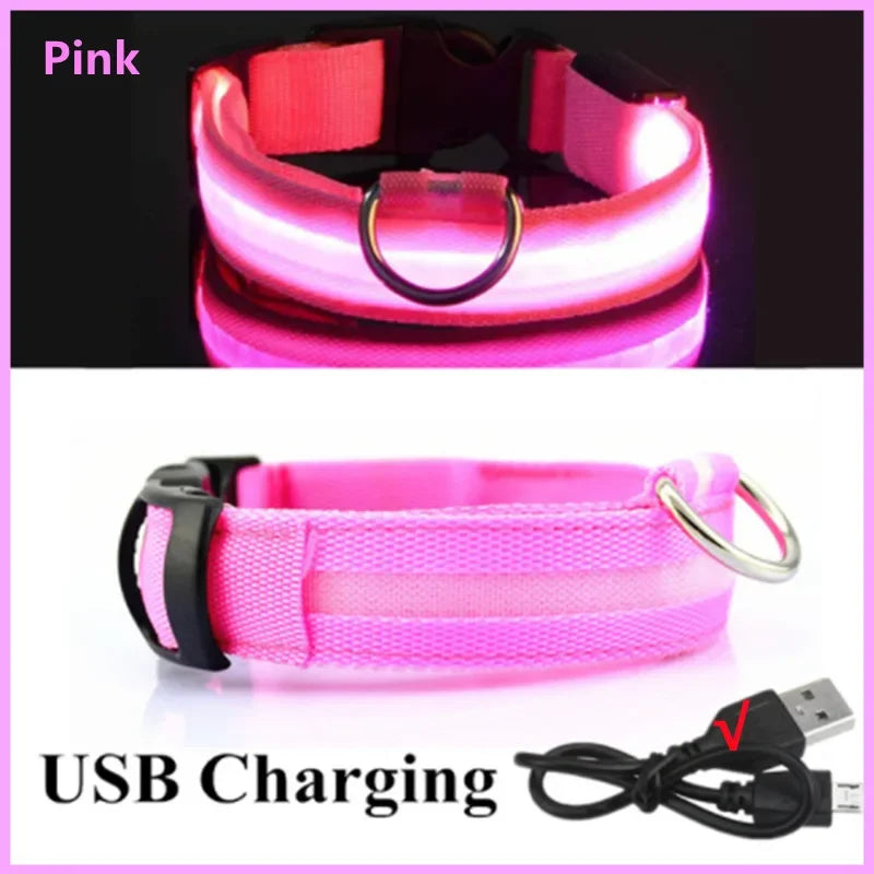 3 Modes LED Luminous Dog Collar – USB Rechargeable, Detachable for Cats & Dogs
