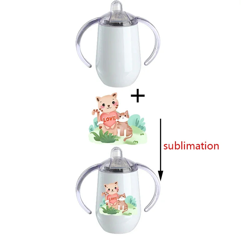 10oz/12oz Sublimation Blank Kids Sippy Cup – Stainless Steel Insulated with Handle"