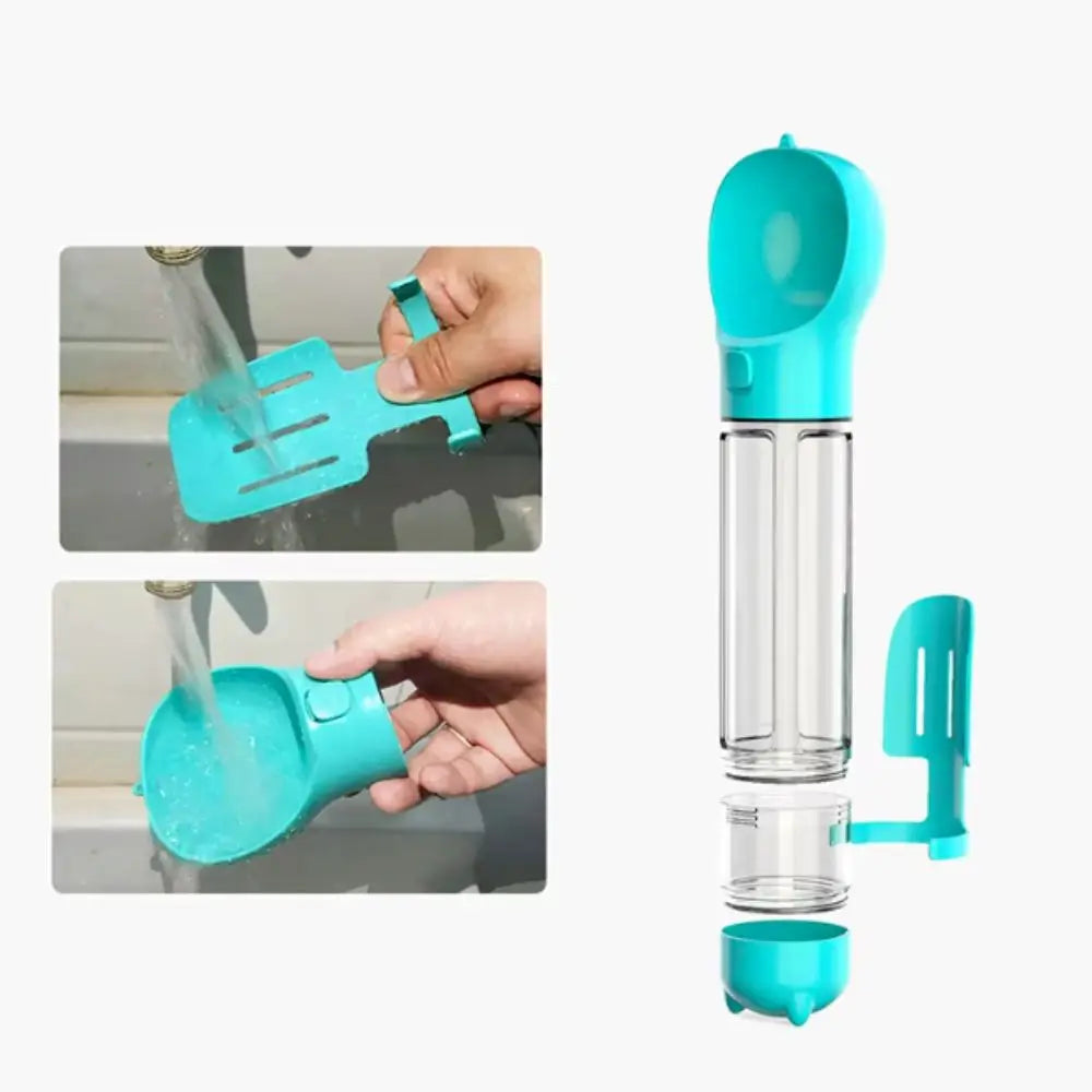 3-in-1 Pet Water & Food Dispenser (300ml/500ml) with Trash Bag Holder & Cleaning Shovel Perfect for walks, travel, and outdoor adventures with your pet.