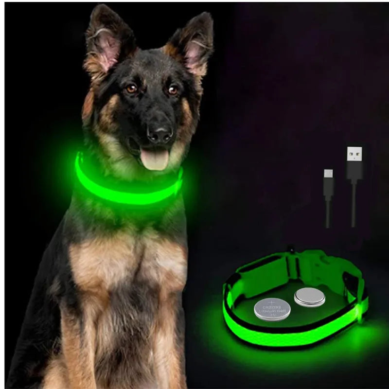 3 Modes LED Luminous Dog Collar – USB Rechargeable, Detachable for Cats & Dogs