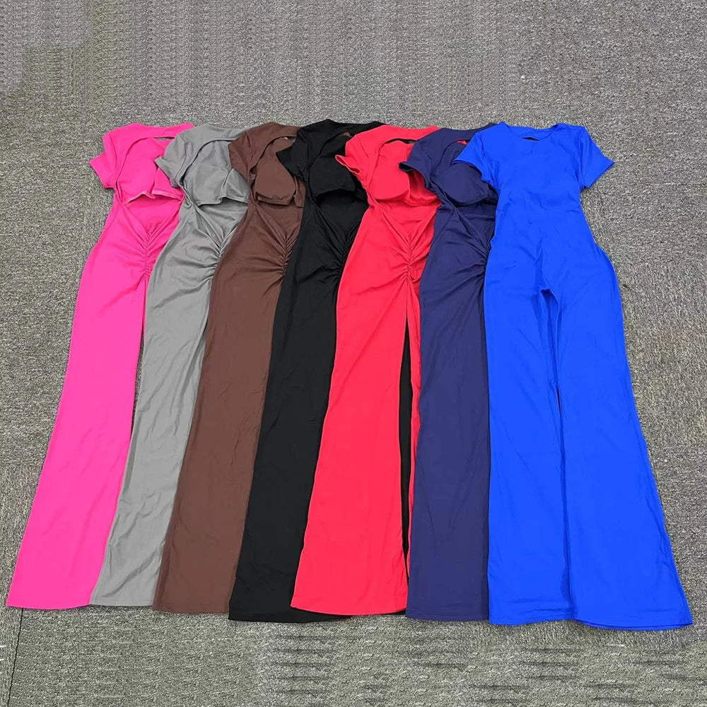 2025 Women's Backless Yoga Set – Padded Short Sleeve Top & High-Waist Leggings