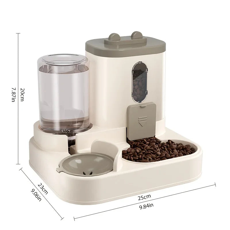 2-in-1 Automatic Cat Food and Water Dispenser – Integrated Feeder for Pets | Cute & Convenient Design