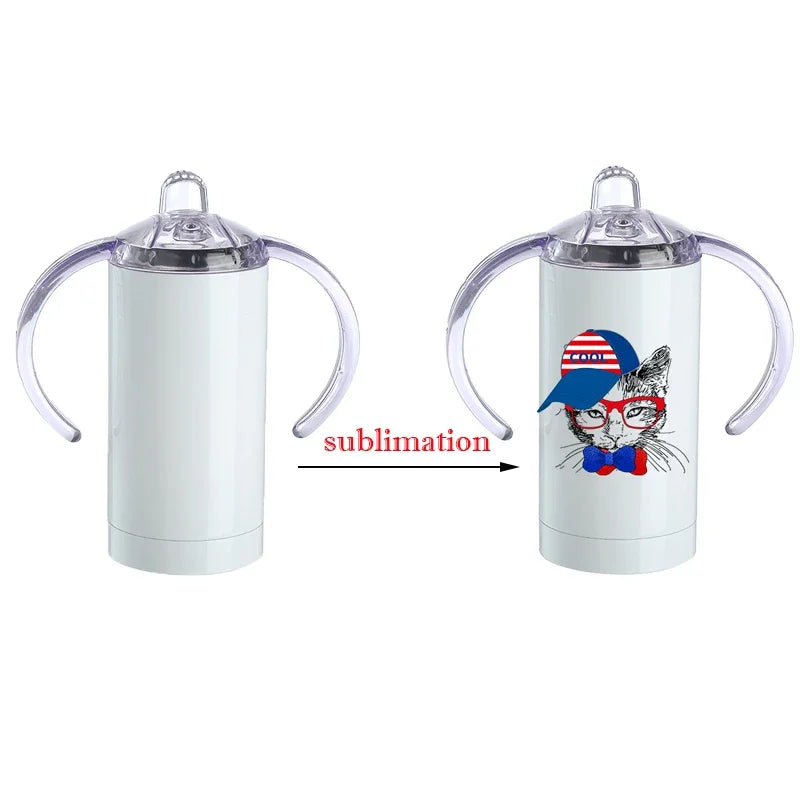 10oz/12oz Sublimation Blank Kids Sippy Cup – Stainless Steel Insulated with Handle"