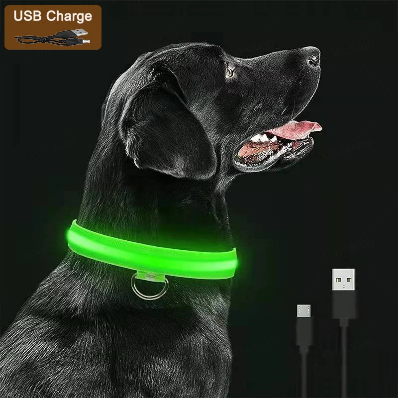 3 Modes LED Luminous Dog Collar – USB Rechargeable, Detachable for Cats & Dogs