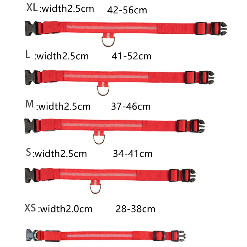 3 Modes LED Luminous Dog Collar – USB Rechargeable, Detachable for Cats & Dogs