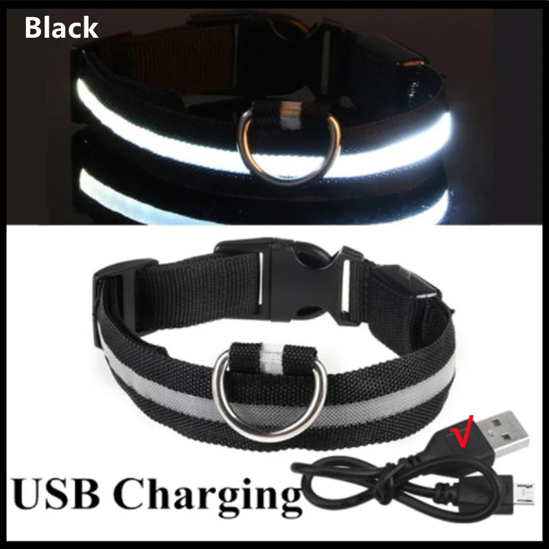 3 Modes LED Luminous Dog Collar – USB Rechargeable, Detachable for Cats & Dogs