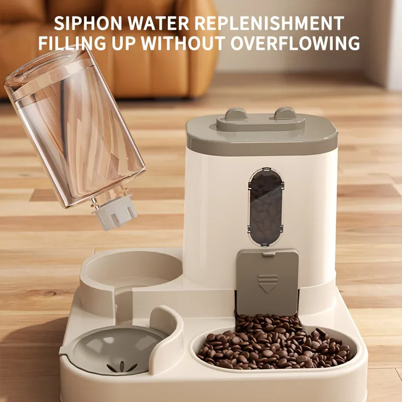 2-in-1 Automatic Cat Food and Water Dispenser – Integrated Feeder for Pets | Cute & Convenient Design