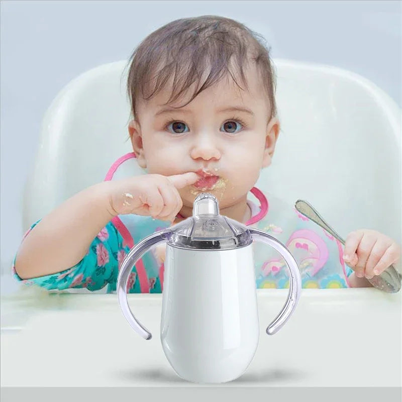 10oz/12oz Sublimation Blank Kids Sippy Cup – Stainless Steel Insulated with Handle"