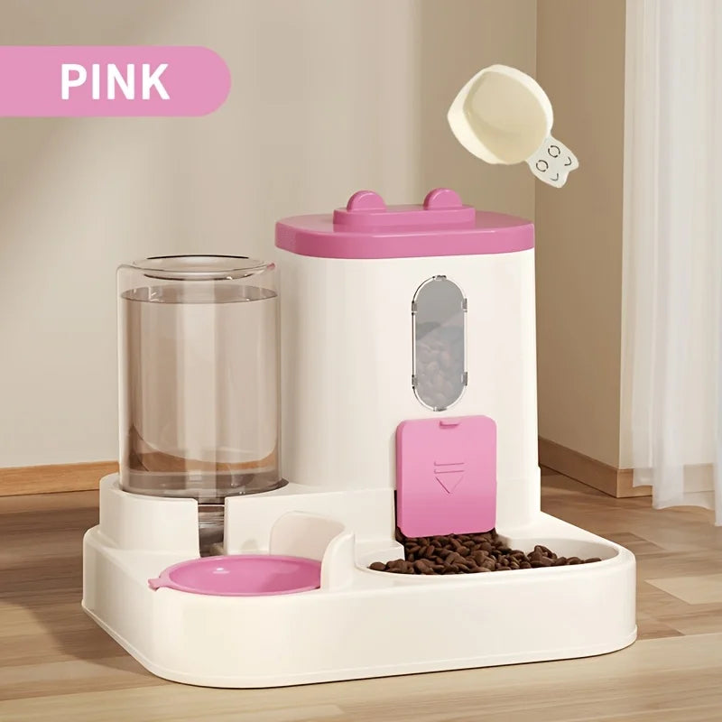 2-in-1 Automatic Cat Food and Water Dispenser – Integrated Feeder for Pets | Cute & Convenient Design