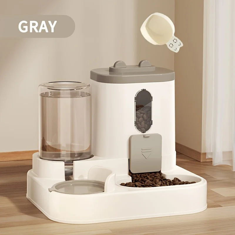 2-in-1 Automatic Cat Food and Water Dispenser – Integrated Feeder for Pets | Cute & Convenient Design